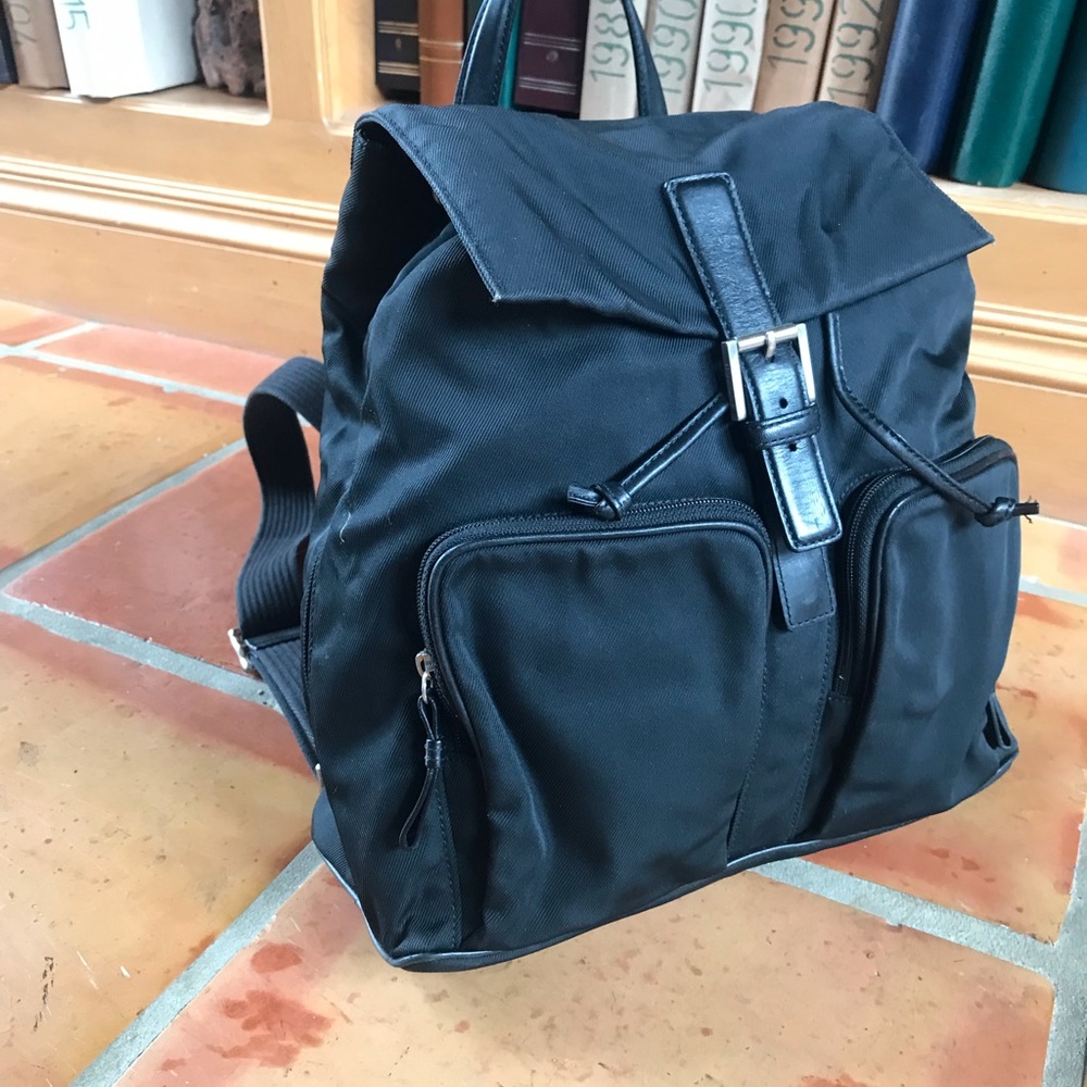 Vintage Coach black canvas  & leather  backpack. 12” tall 12”wide. 5” deep